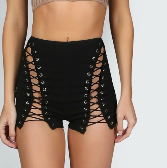 Dolls Kill Pants - NEW BOHO LACE UP CUTOUT SHORTS DOLLS KILL